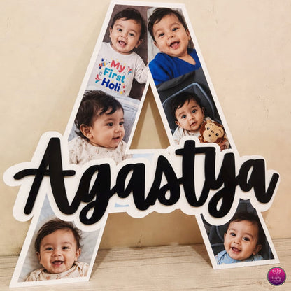 Personalized Alphabet Name Acrylic Photo Collage | Custom Initial Photo Frame