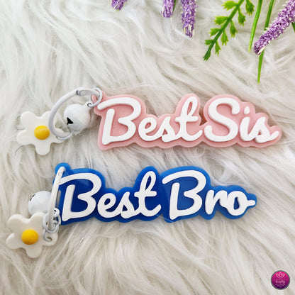Best Bro & Sis Floral Name Bag Charms for Kids - Rakhi Special