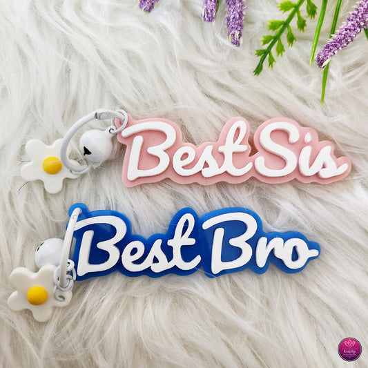 Best Bro & Sis Floral Name Bag Charms for Kids - Rakhi Special