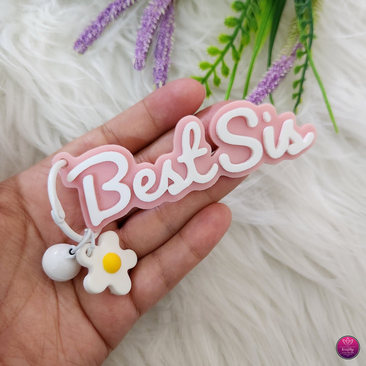 Best Bro & Sis Floral Name Bag Charms for Kids - Rakhi Special