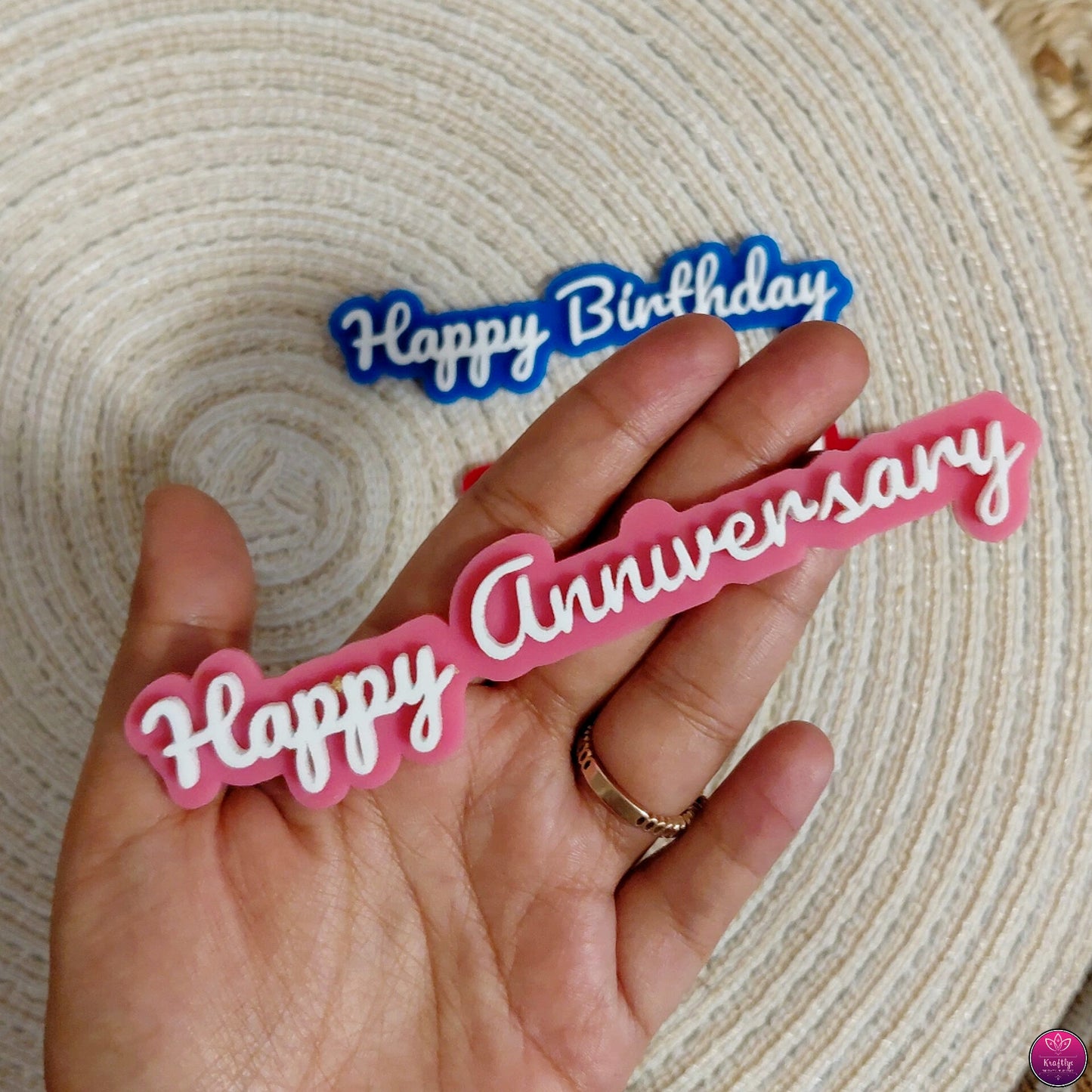 3D Acrylic Wordings 3 pcs – Happy Birthday | Happy Anniversary | I Love You Decoration