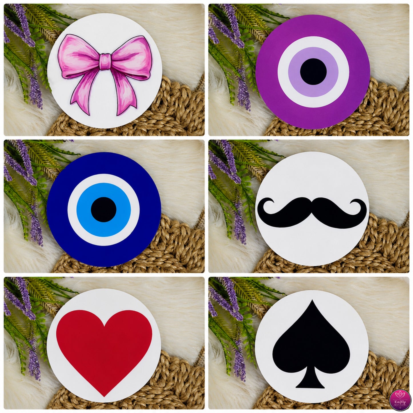 Designer Acrylic Coasters - Set of 6 Vibrant Printed Round Coaster