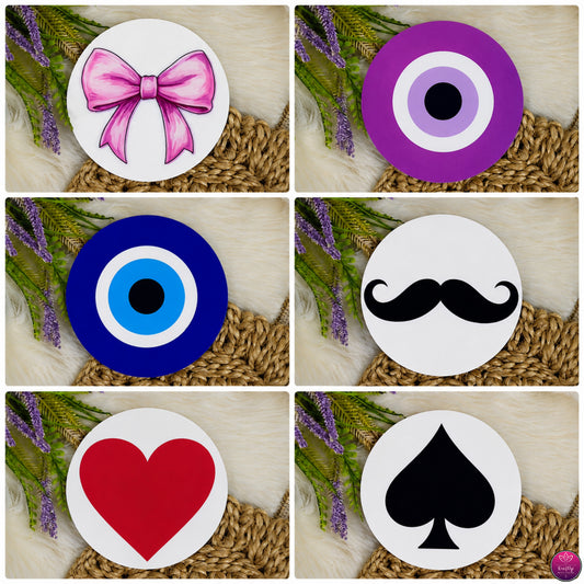 Designer Acrylic Coasters - Set of 6 Vibrant Printed Round Coaster