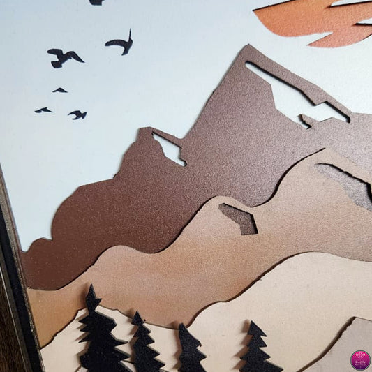 7 Layer 3D Mountain Scenery Shadow Box Frame | Premium MDF Hanging for Home & Office Decor