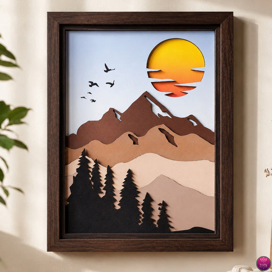 7 Layer 3D Mountain Scenery Shadow Box Frame | Premium MDF Hanging for Home & Office Decor