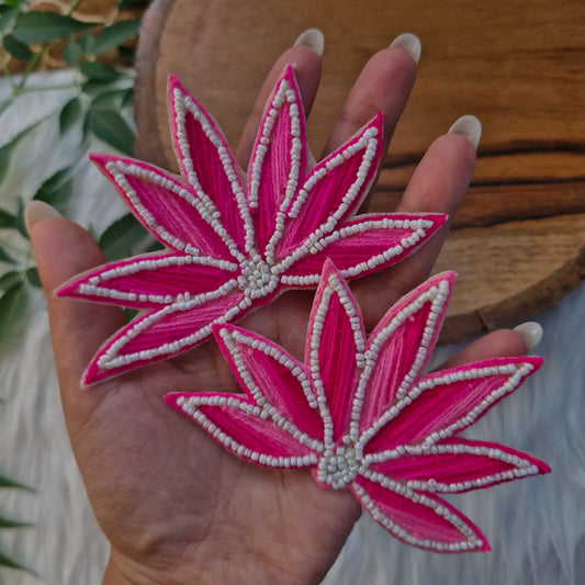 Flower Shaped fabric lotus patch booti in pink