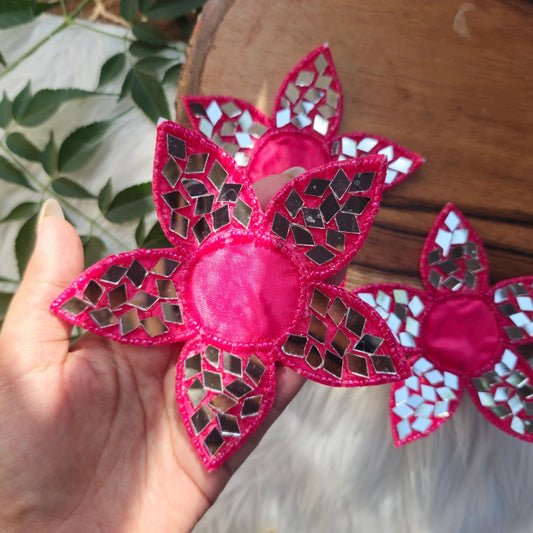 Flower Booti Patch 2pc - Handcrafted Floral Diwali Decorative T Light Holder