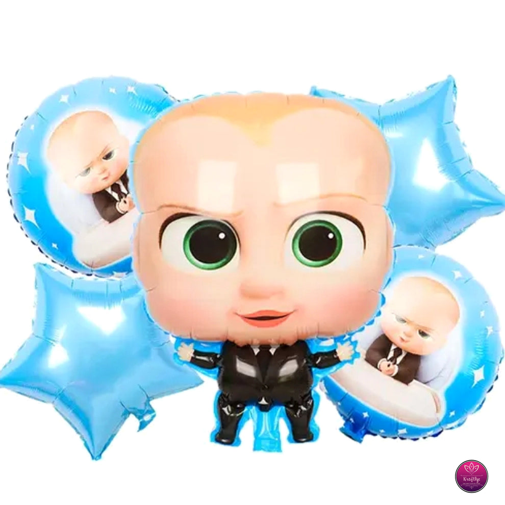 Boss Baby Theme Foil Balloons Set – 5pcs | Birthday Party Decoration f ...