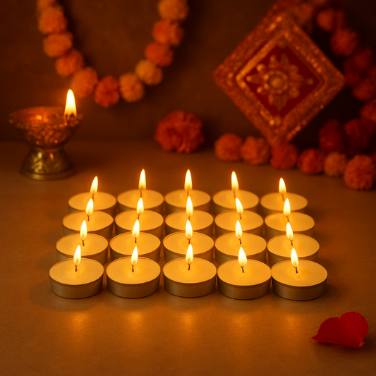 50 pcs Premium Unscented Tealight Candles for Diwali & Festive Decor - Wax Diya Candle