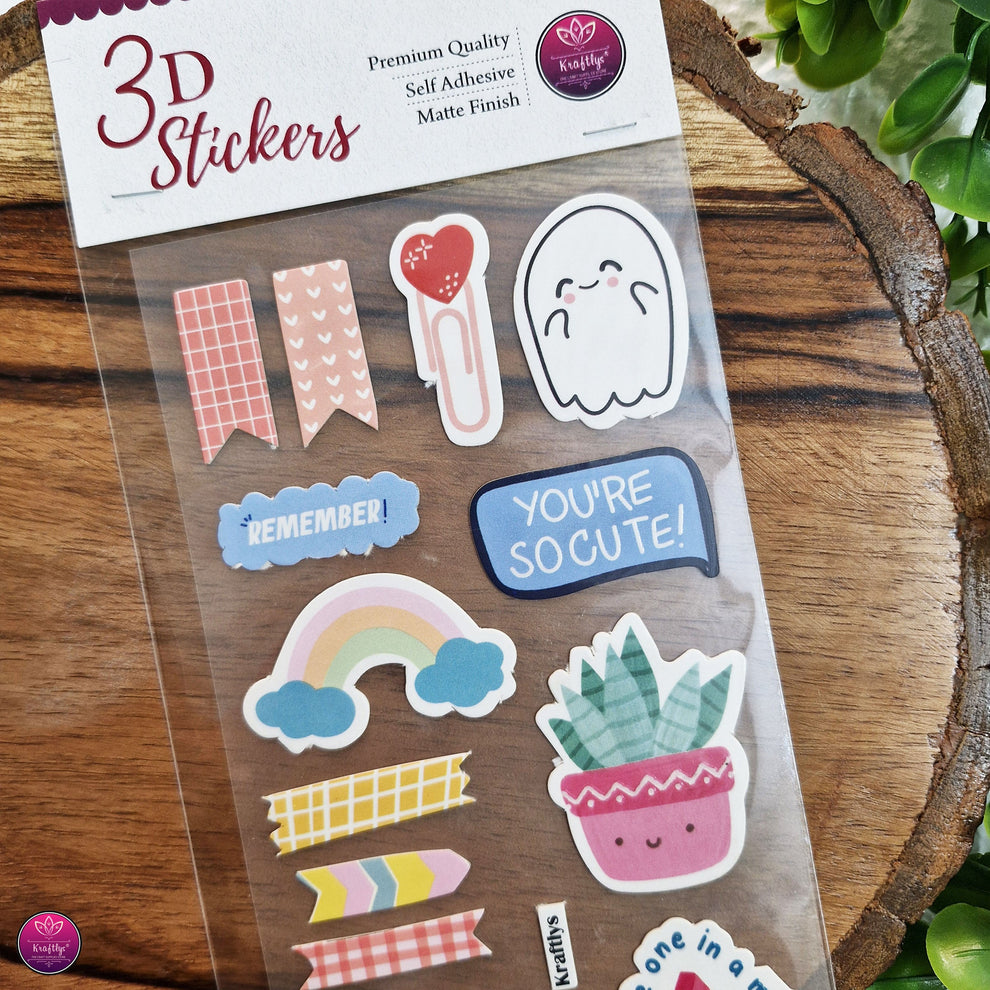 KRAFTLYS 3D Sticker – SO CUTE | Adorable Matte Finish Peel & Stick ...